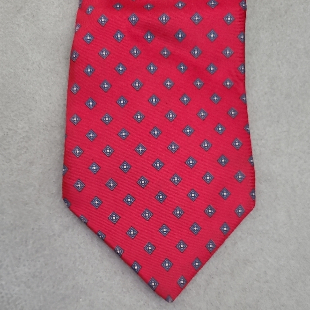 Dior Red Patterned Silk Tie - Picture 3 of 3